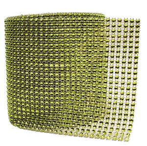 4.75" x 10 Yards Apple Green Diamond Rhinestone Ribbon Mesh Wrap Roll