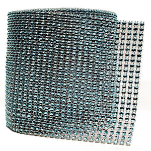 4.75" x 10 Yards Blue Diamond Rhinestone Ribbon Mesh Wrap Roll