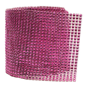4.75" x 10 Yards Fuchsia Diamond Rhinestone Ribbon Mesh Wrap Roll