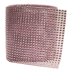 4.75" x 10 Yards Pink Diamond Rhinestone Ribbon Mesh Wrap Roll