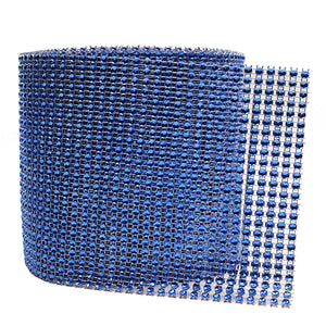 4.75" x 10 Yards Royal Blue Diamond Rhinestone Ribbon Mesh Wrap Roll
