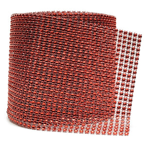 4.75" x 10 Yards Red Diamond Rhinestone Ribbon Mesh Wrap Roll