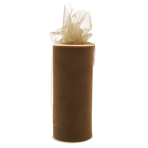 6" x 25 Yards Brown Tulle Spool - Pack of 6 Rolls