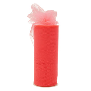 6" x 25 Yards Coral Tulle Spool - Pack of 6 Rolls