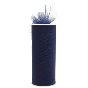 6" x 25 Yards Navy Blue Tulle Spool - Pack of 6 Rolls