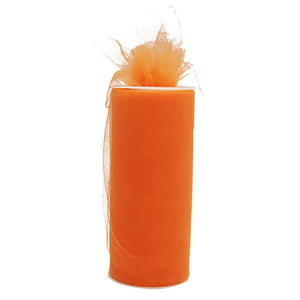6" x 25 Yards Orange Tulle Spool - Pack of 6 Rolls